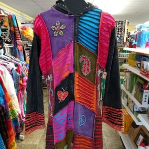 Hand Stitched Multi color Nepal Hippie Jacket Long